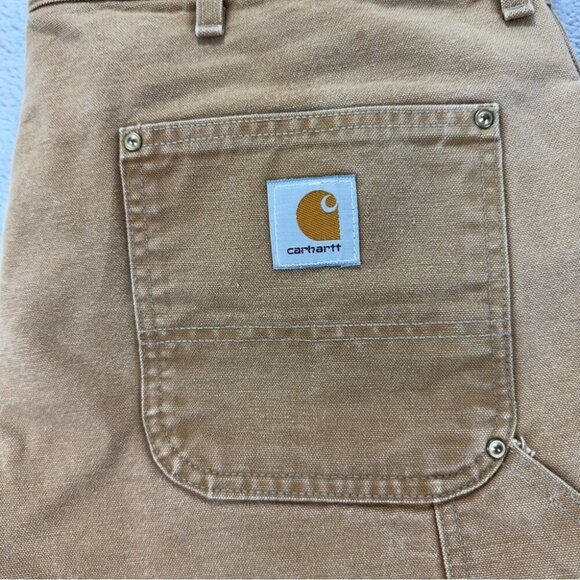 Vintage Carhartt Men's Size 42x27 B01 BRN Tan Double Knee Pants Made in USA 90s - Picture 5 of 12